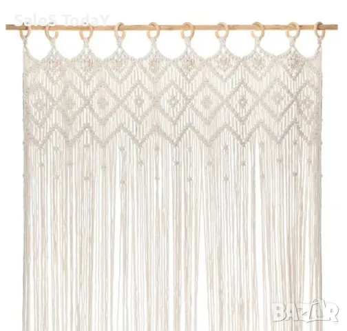 Ленти за врата, тип Перде, бежов, макраме, Комарник, 100x200см, снимка 3 - Градински мебели, декорация  - 49602552