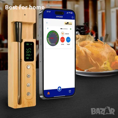 Bluetooth термометър за месо с LCD дисплей  и аларма CirSureas, снимка 2 - Друга електроника - 49879969