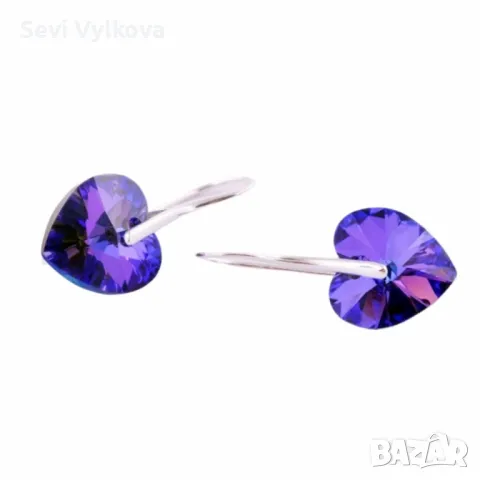 Обеци с кристал Сърце, снимка 3 - Обеци - 48609979