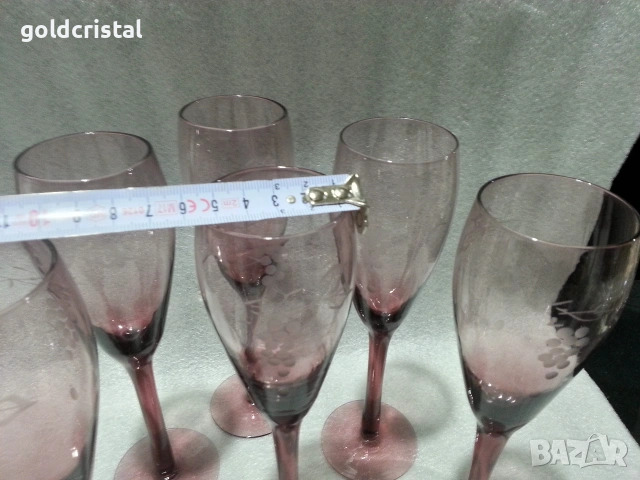 ретро стъклени чаши цветно стъкло , снимка 4 - Антикварни и старинни предмети - 53135804