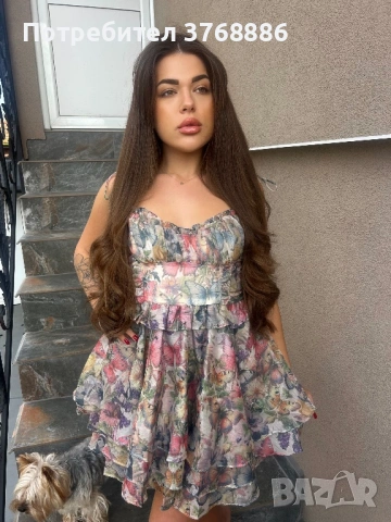 Ефирна рокля с флорален щамп