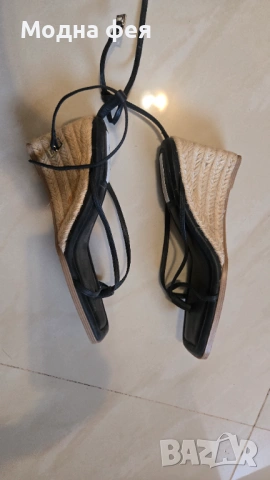 H M Сандали с платформа 6 см. Естествена кожа, снимка 3 - Сандали - 53761904