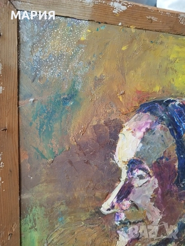 Експресивен български портретен етюд – масло върху фазер, снимка 6 - Антикварни и старинни предмети - 53756949