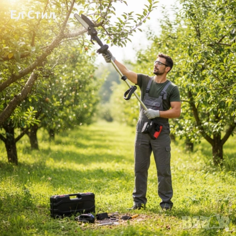 Акумулаторен мини верижен трион с телескопичен прът 21V