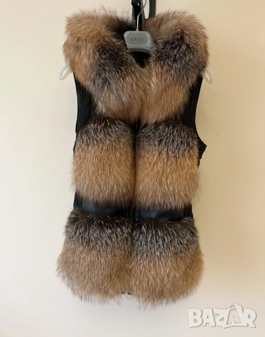 Дамско яке/елек 2 в 1 с естествен пух и кожа 