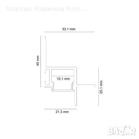 Алуминиев профил за LED лента Corner Shadow Trimless | 3 метра | Скрит монтаж, снимка 3 - Лед осветление - 55938311
