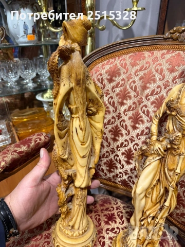 две стари Японски статуетки ръчна изработка, снимка 4 - Антикварни и старинни предмети - 53492075