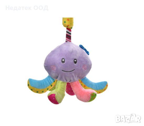 Висяща играчка за количка, Цветен октопод, със звук, 24 см, снимка 2 - Плюшени играчки - 44395692