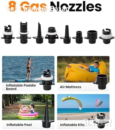 Нова Презареждаема SUP Помпа 12V 15.8V 20PSI Type-C за Падъл Борд, снимка 7 - Друга електроника - 51240026