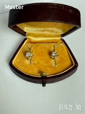 Руски класически 14k златни обеци със диаманти, снимка 7 - Обеци - 53353022