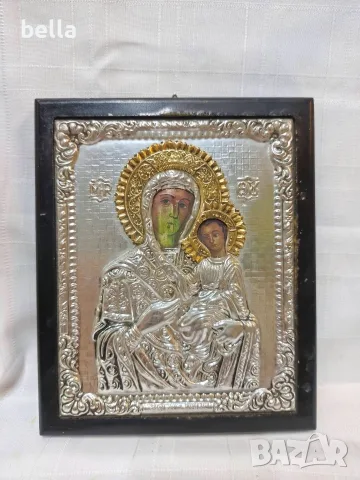 Икона на Света Богородица с Младенеца с изящен релефен обков., снимка 4 - Икони - 56138958