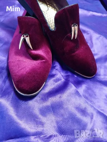 44 Мъжки кадифени обувки/ мокасина/със златист рог, снимка 3 - Мокасини - 48463739