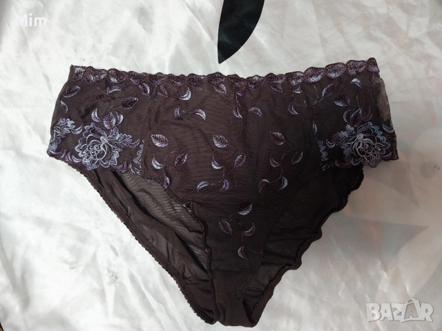 Elegance 50/52 Тъмно лилава бикина с бродерия , снимка 3 - Бельо - 52174307