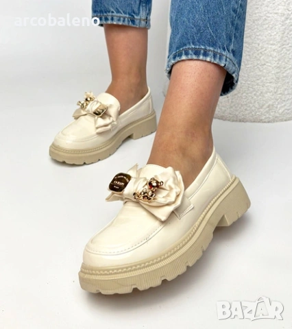 Дамски бежови мокасини с декорация Isabella, снимка 4 - Дамски ежедневни обувки - 53714666