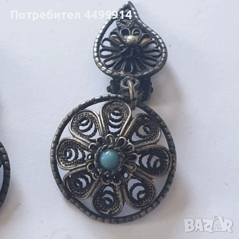 Стари сребърни обеци филигран, снимка 2 - Антикварни и старинни предмети - 51318066