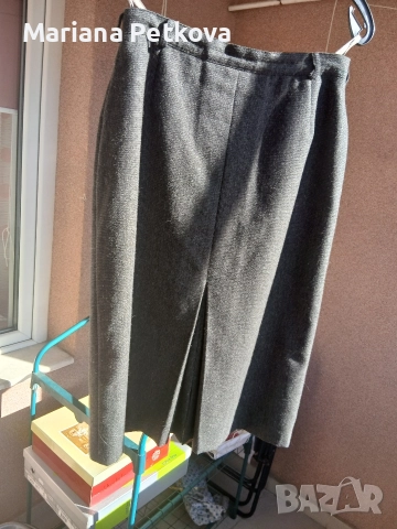 Сива вълнена пола с плоха, снимка 4 - Поли - 52817117