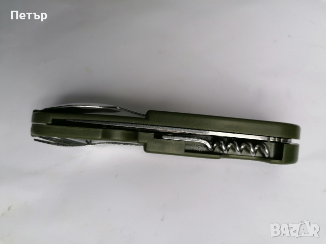 Продавам туристически компактен комплект от нож, вилица, лъжица, отварачка за консерви и гаечен ключ, снимка 5 - Други спортове - 36294576