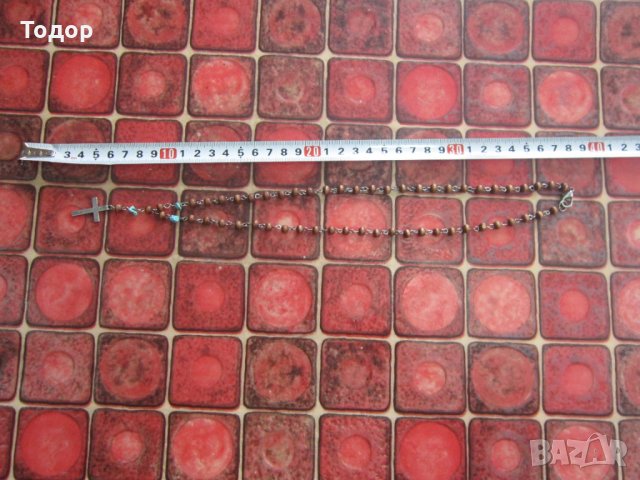 Невероятна дървена броеница гердан с кръст и тюркоази, снимка 4 - Колекции - 35786268