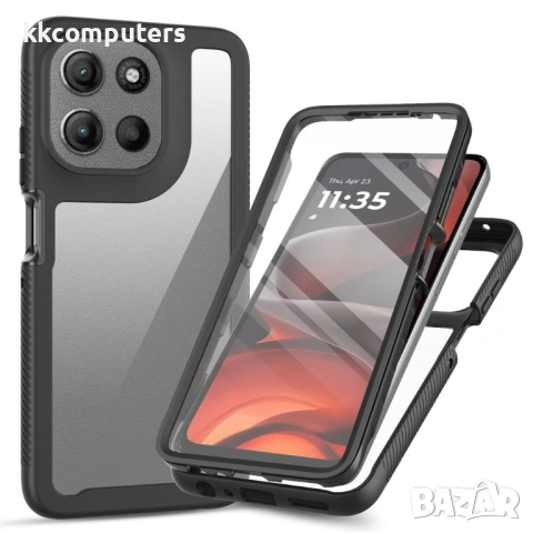 Прозрачен Калъф за Motorola Moto G56 5G - PC + TPU, Подсилени ъгли, 1.25mm Повдигнат Ръб, Вкл. PET П