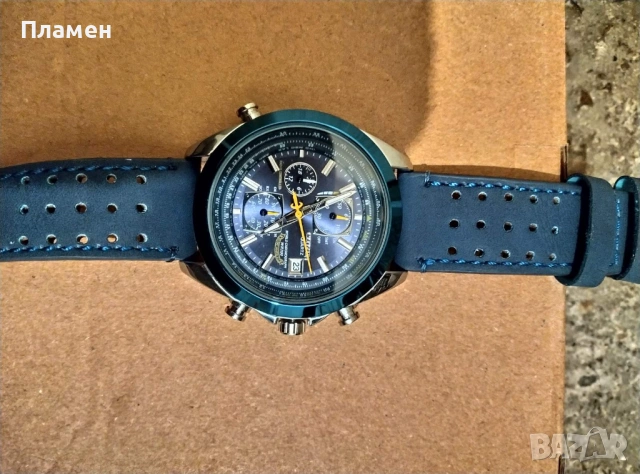 Мъжки ръчен Часовник Citizen Blue Angels World Chronograph дата,ден час в месеца, снимка 8 - Мъжки - 39795590