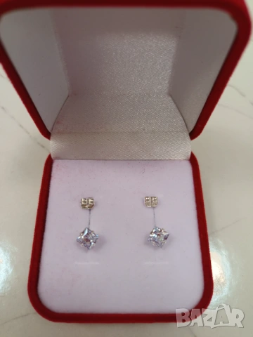 Сребърни обеци, обици с камък, снимка 2 - Обеци - 53214112