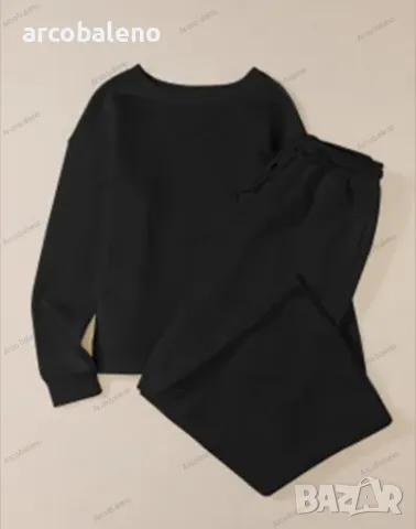 Дамски комплект от две части, широки панталони с блуза с дълъг ръкав, 2цвята , снимка 6 - Комплекти - 48339710