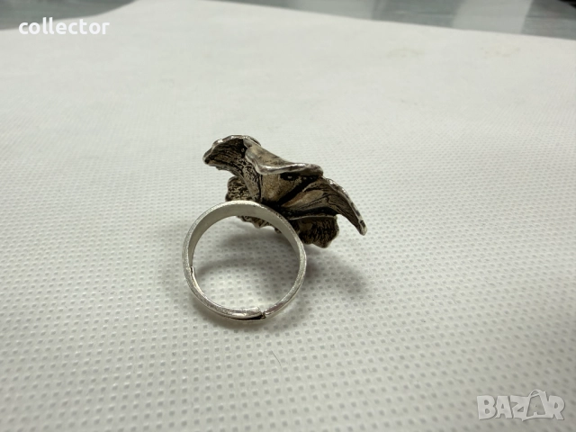 Сребърен пръстен с флорален мотив - Магнолия. №7795, снимка 7 - Пръстени - 52928409