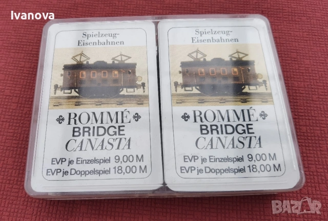 Колекционерски ретро карти за белот, покер и др, оригинални Coeur, с влакове