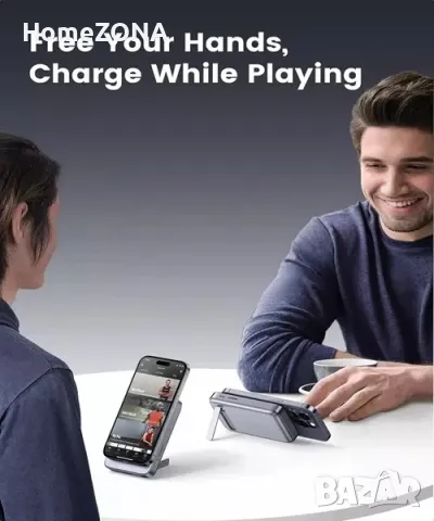 Външна батерия UGREEN Wireless 15W, 10000 mAh, 20W, USB-A, USB-C, сив, снимка 7 - Външни батерии - 49354168