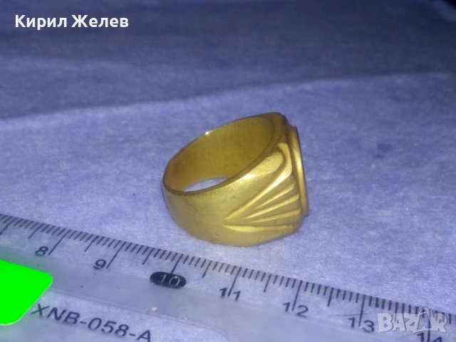СТАР БРОНЗО РЕТРО ПРЪСТЕН с ЕМБЛЕМАТА на МЕРЦЕДЕС БЕНЦ и ПЕЧАТИ за ЗЛАТО 750 и 18К За КОЛЕКЦИЯ 32600, снимка 4 - Антикварни и старинни предмети - 39722722