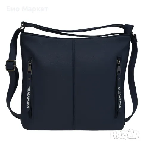 Стилна дамска чанта с предни джобове и минималистичен дизайн, снимка 6 - Чанти - 50160608