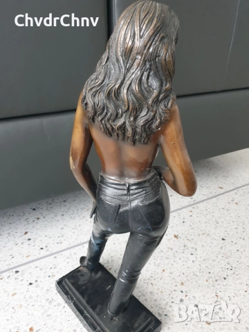 65см-7кг бронзова скулптура/еротика/фигура на полугола жена/голяма дизайнерска статуетка, снимка 3 - Антикварни и старинни предмети - 46516141