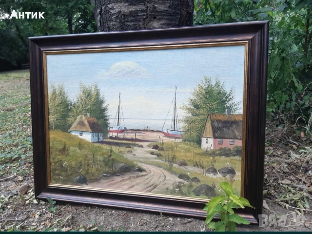 Красива Стара Картина Живопис Маслени Бои на Платно, снимка 10 - Антикварни и старинни предмети - 52630680