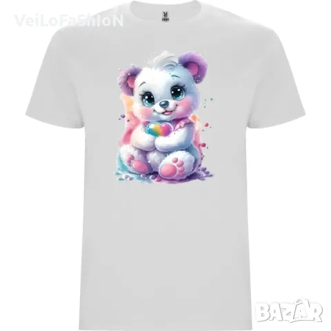Нова сладка детска тениска с Мече със Сърце в бял цвят, снимка 1