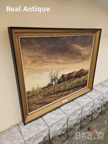 Уникална огромна антикварна майсторска авторска картина масло върху платно , снимка 6 - Картини - 51882416