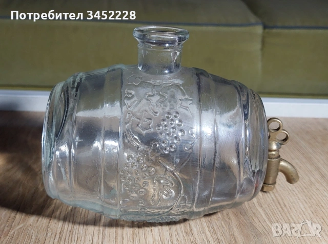 стъклено буренце с канелка за ценители половин литър, снимка 3 - Декорация за дома - 53486678