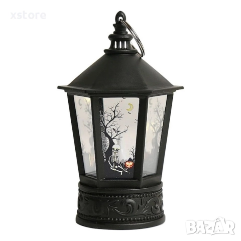 Декоративен LED фенер за Хелоуин – Реалистичен пламък и тематични шарки, снимка 3 - Декорация за дома - 52750003