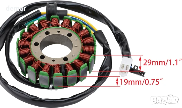WOOSTAR 18-бобина 7-жилен магнитен статор за Suzuki 1997-2004 VZ800 Marauder 800 OEM 32101-48e00, снимка 4 - Части - 50586227