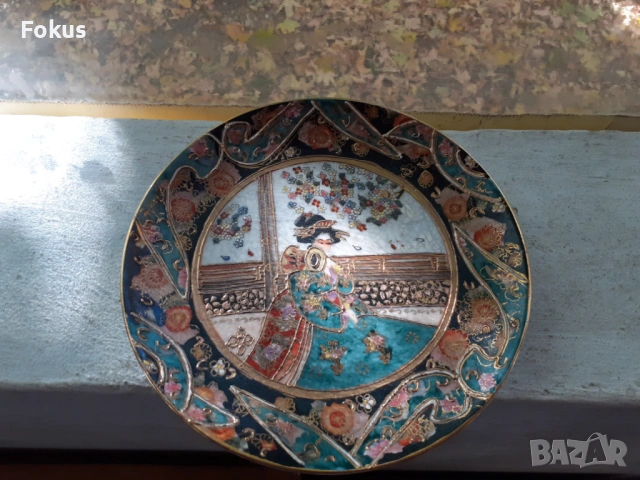 порцелан колекционерска чиния HAND PAINTED SATSUMA сатцума, снимка 4 - Антикварни и старинни предмети - 53408905