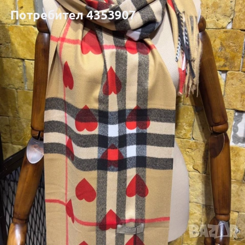  Burberry дамски шал кашмир, снимка 2 - Шалове - 53377922