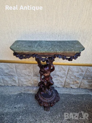 Прекрасна антикварна конзола масив мрамор- Рококо , снимка 6 - Антикварни и старинни предмети - 47261023