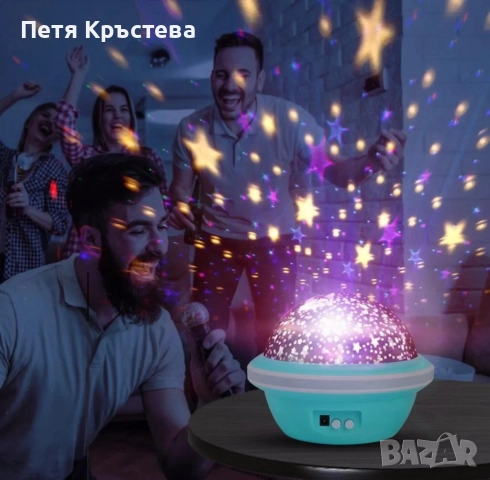 Цветна LED нощна лампа НЛО проектор със звездно небе, звезди и луна за детската стая и спокоен сън, снимка 6 - Настолни лампи - 52343562