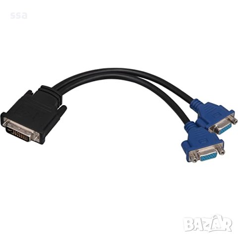 Преходник / Сплитер DVI 24+5 М към 2 x VGA F, снимка 4 - Кабели и адаптери - 41363775