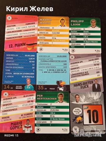 Колекционерски картички на футболисти МАРИО ГОМЕС,ПЕР МЕРТЕЗАКЕР, ЛУКАС ПОДОЛСКИ 51017, снимка 16 - Други ценни предмети - 51703593