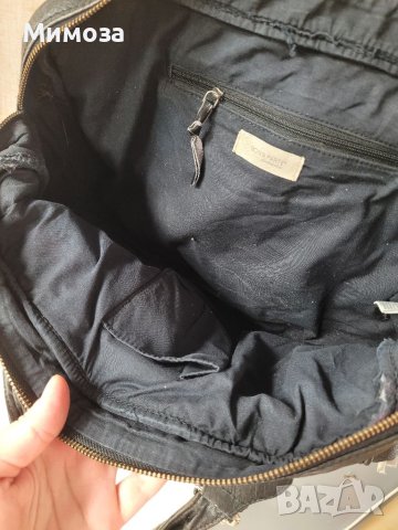 BON' A PARTE естествена кожа, черна чанта  с много джобчета, снимка 18 - Чанти - 41042803