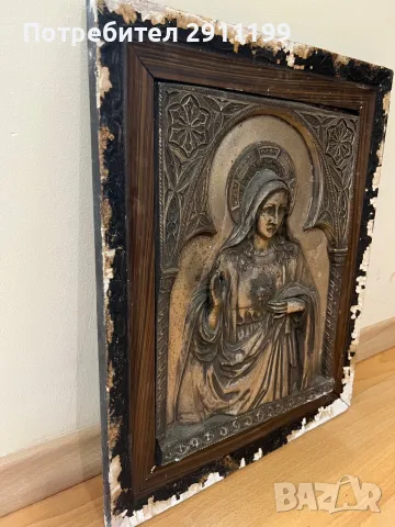 Метална картина на Богородица, снимка 2 - Икони - 48077600