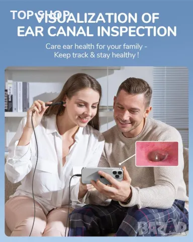 ScopeAround Камера за уши с отоскоп, за отстраняване на ушна кал, съвместим с iPhone 15/ Android, снимка 9 - Тримери - 49333002
