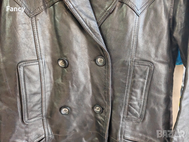 Черно кожено дамско манто