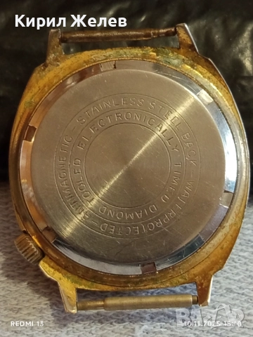 Стар механичен часовник мъжки OMNIA DE LUXE ANTI-MAGNETIC работи позлатен уникат 51433, снимка 9 - Антикварни и старинни предмети - 52364164