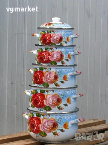 Комплект тенджери с декор 5бр., снимка 2 - Съдове за готвене - 51125415